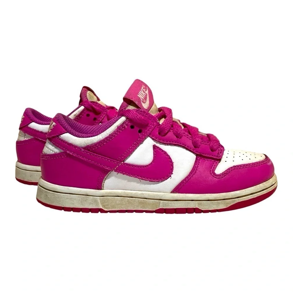 Girls Nike Dunk (Pink & White) Fushia Leather Shoes